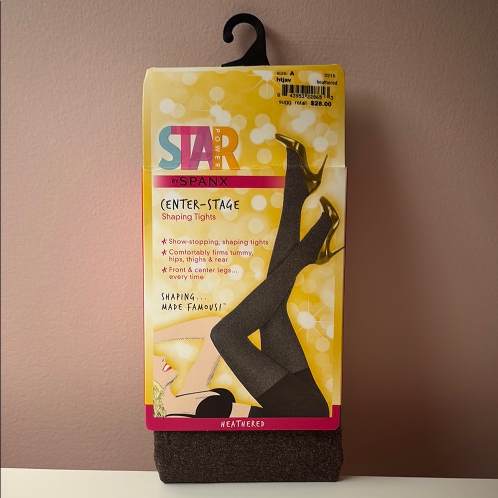 NEW Star Power by SPANX Center-Stage Shaping Tights Heathered Java Size A